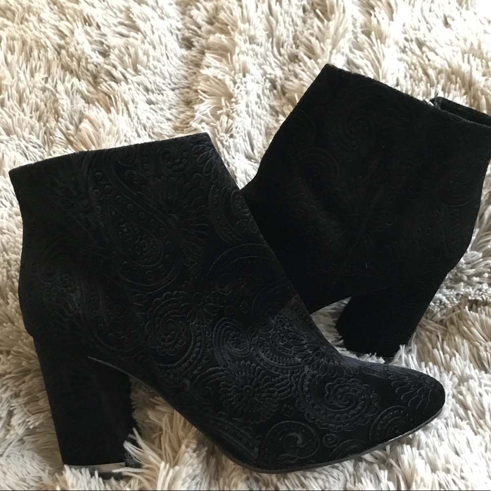 Black Printed Ankle Boots.